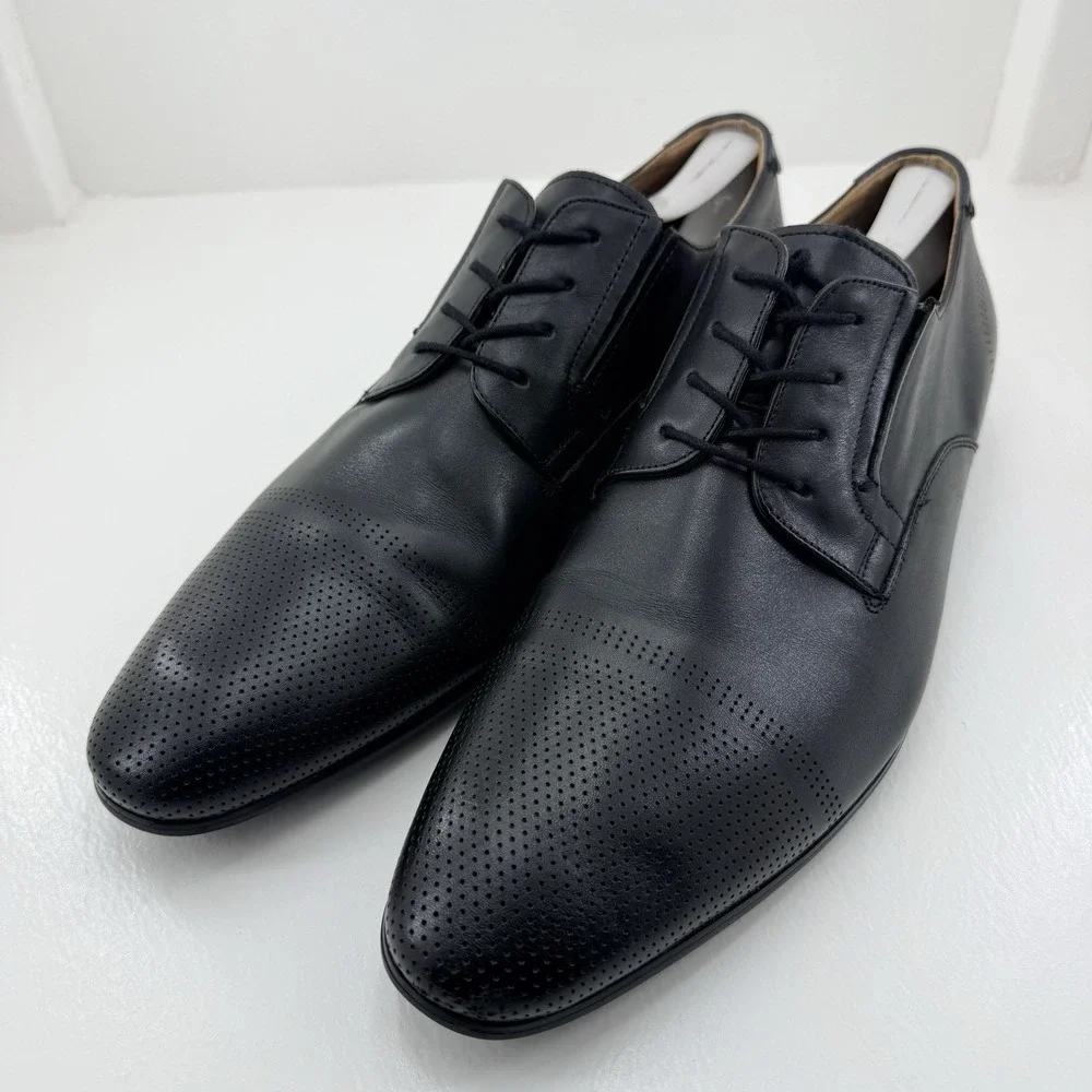 ALDO Men's Black Leather Cap Toe Oxford Dress Shoes Size 12 Lace Up Formal